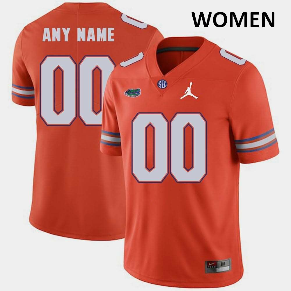 NCAA Florida Gators Customize Women's #00 Jordan Brand Orange 2018 Game Stitched Authentic College Football Jersey YPN1764IP